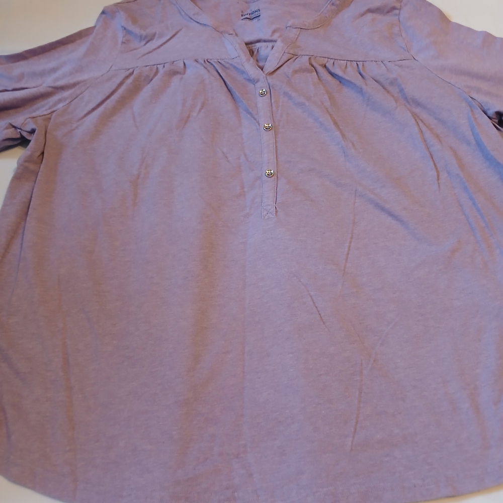 Basic Editions Women's Light Purple Long Sleeve Top